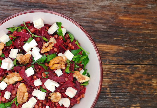 Rote Beete Salat mit roten Linsen