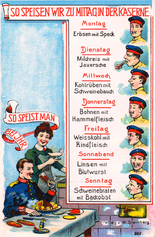 Freitags gab es beim kaiserlichen Militär Linsen mit Blutwurst